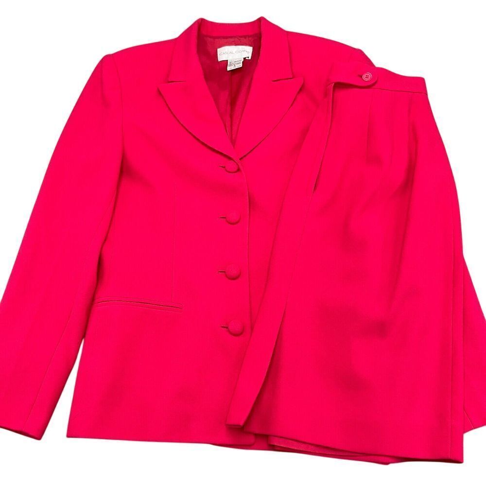 Casual Corner Skirt Suit Women 4/28W Red 2pc Classic Career Party Formal VTG